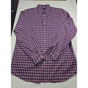 Banana Republic Mens Large Red Blue Watch Plaid Button Down Long Sleeve Shirt